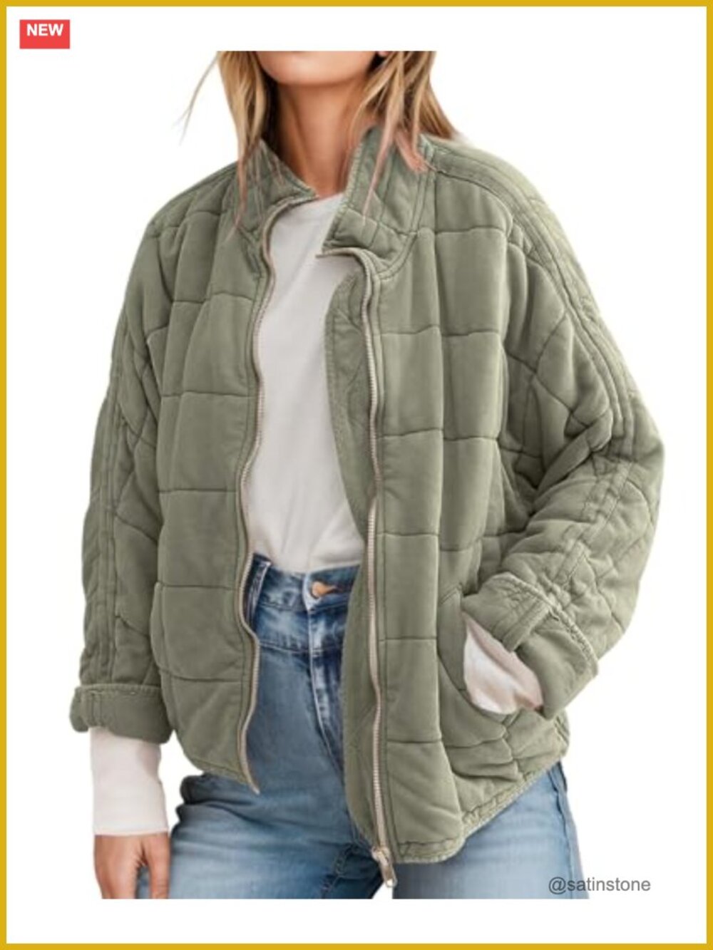 Women's Quilted Puffer Jacket Zip Up Lightweight Casual Coat